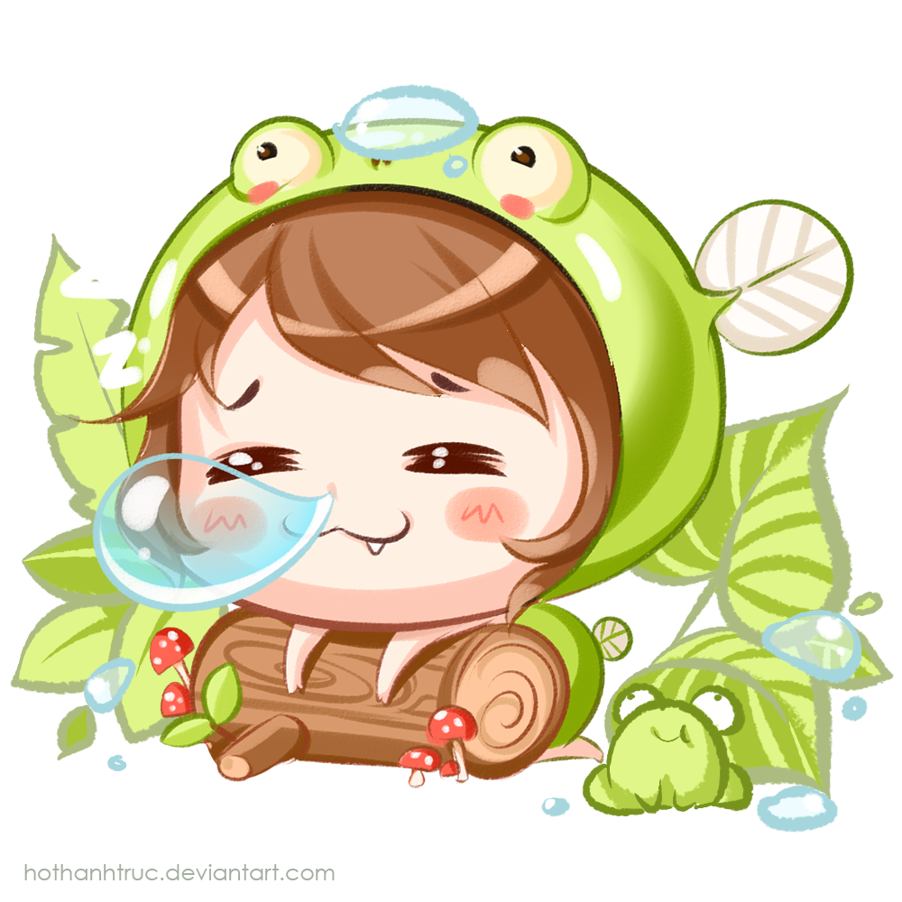Chibi Cute Frog Art - Oqueque Wallpaper