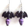 Bat Earrings with Skulls