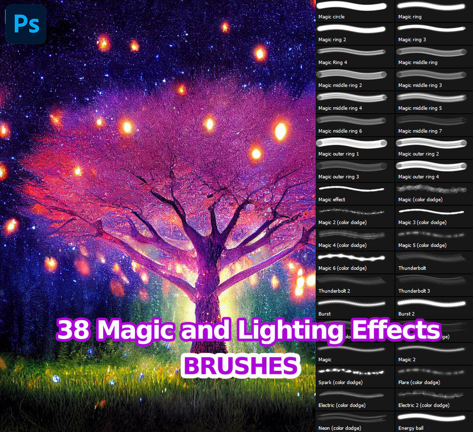 Photoshop Magic and Lighting effects brushes by FantasyUniverseArt on ...