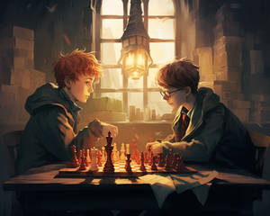 Harry and Ron playing chess