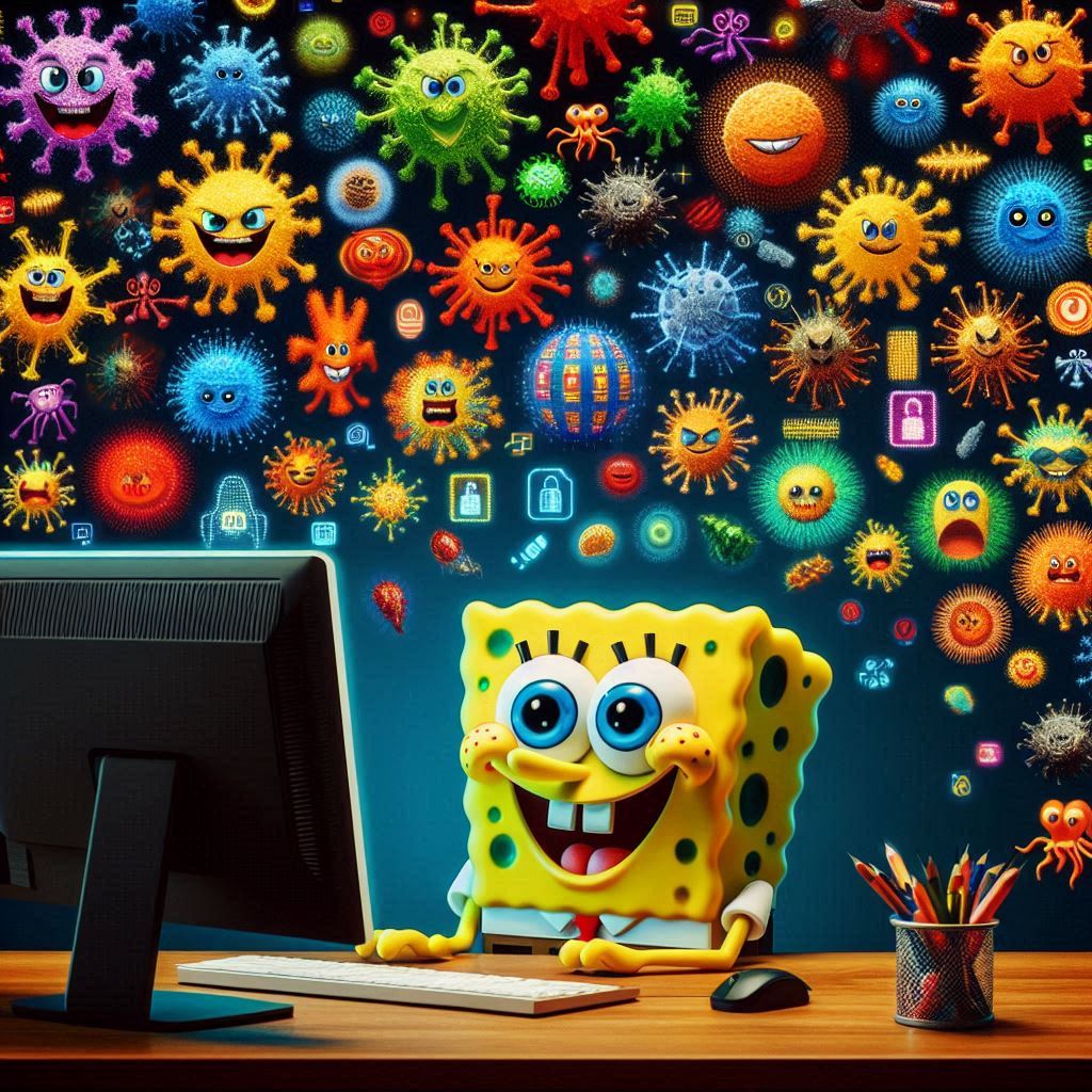 SpongeBob installs malware onto his computer by WenKaiFoo on DeviantArt