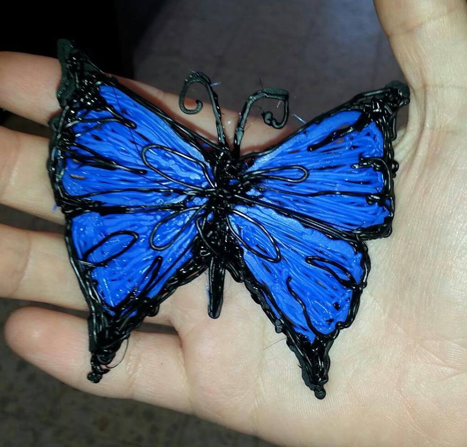 3d doodled blue butterfly