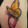 Cancer ribbon with butterfly