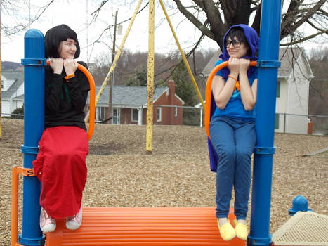 John and Kanaya on a playground