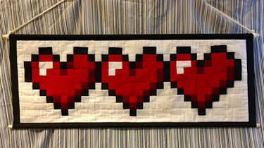 Pixel Patchwork Tapestry + Three Hearts +