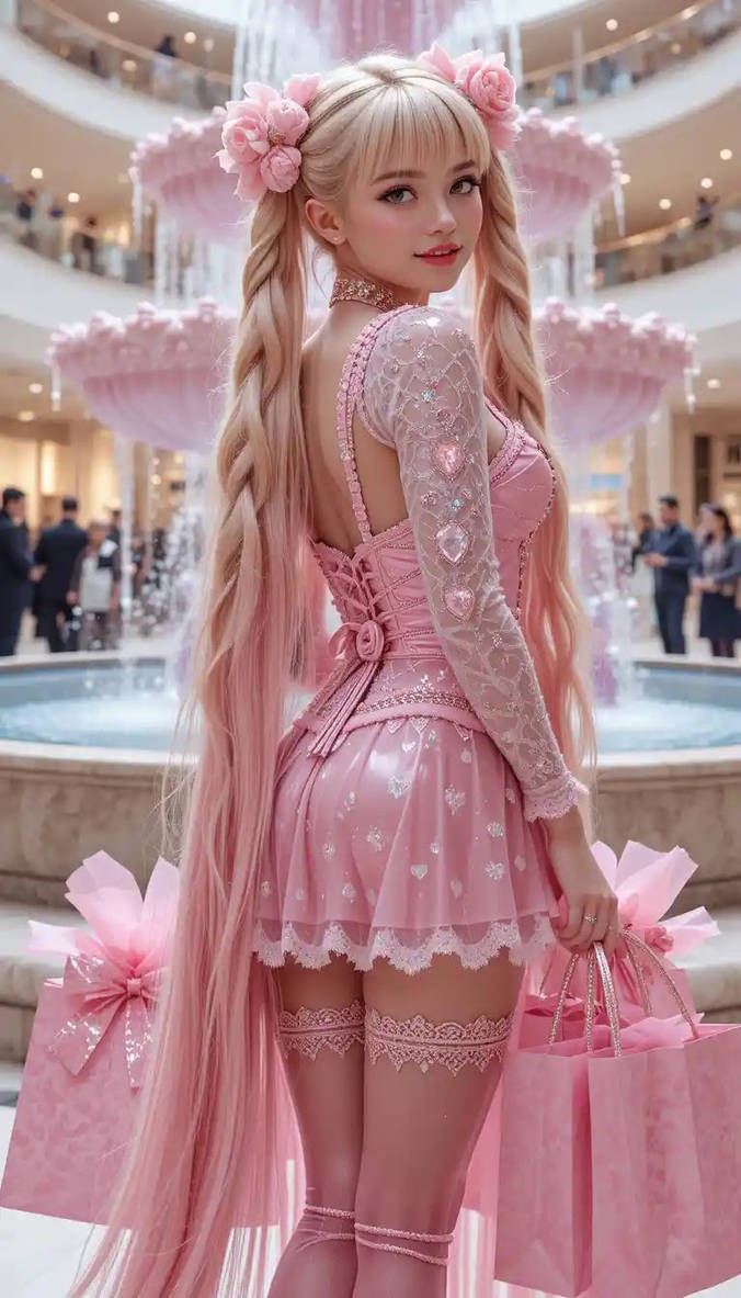 Pink Lady Deviantart Pink lady in front of a fountain at the mall by aimeemorgan on DeviantArt