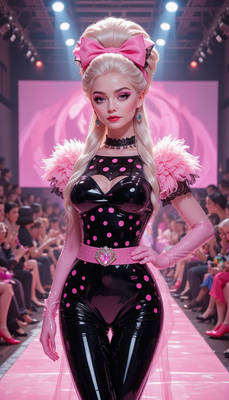 Queen Elsa in a polkadot fashion show