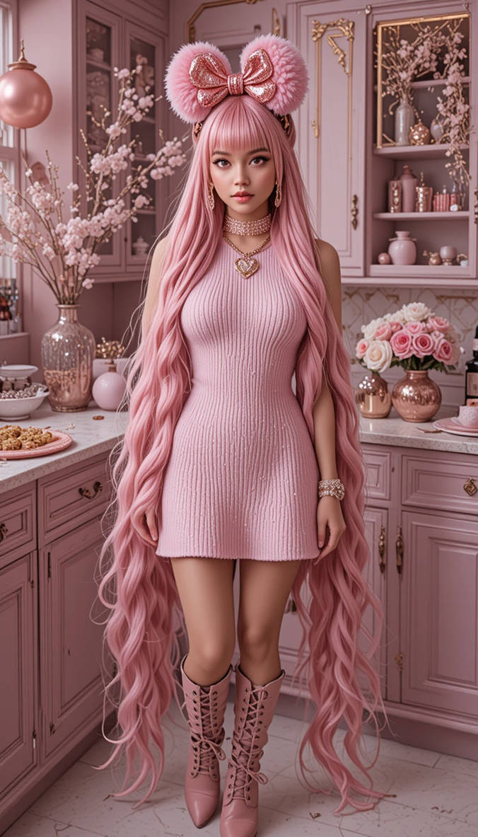 Pink Lady Deviantart Pink lady in her kitchen preparing for Christmas by aimeemorgan on ...