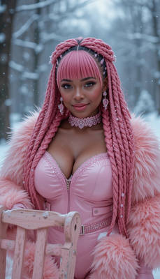 Pink lady in the snow