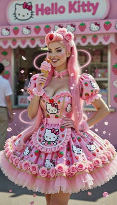Hello kitty strawberry ice cream magic