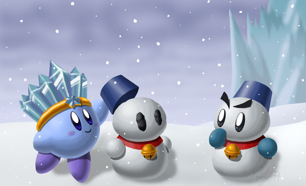Ice Kirby Makes a Snowman