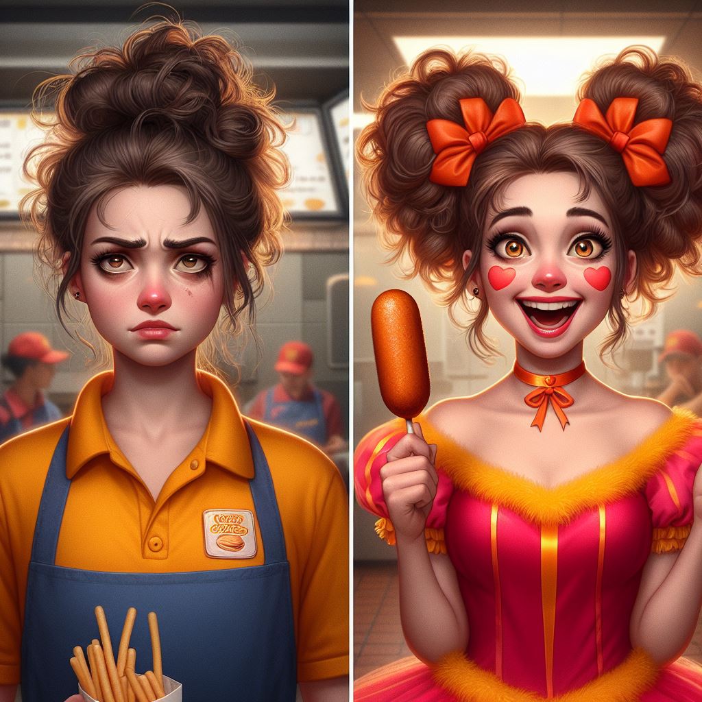 Fast food Worker to mascot by kloopers on DeviantArt