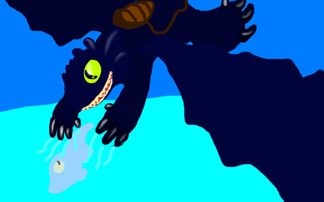 Toothless fishing by pokephan49 on DeviantArt