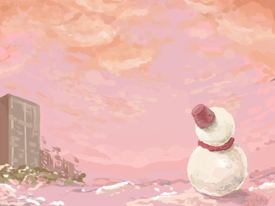 snowman and sunset