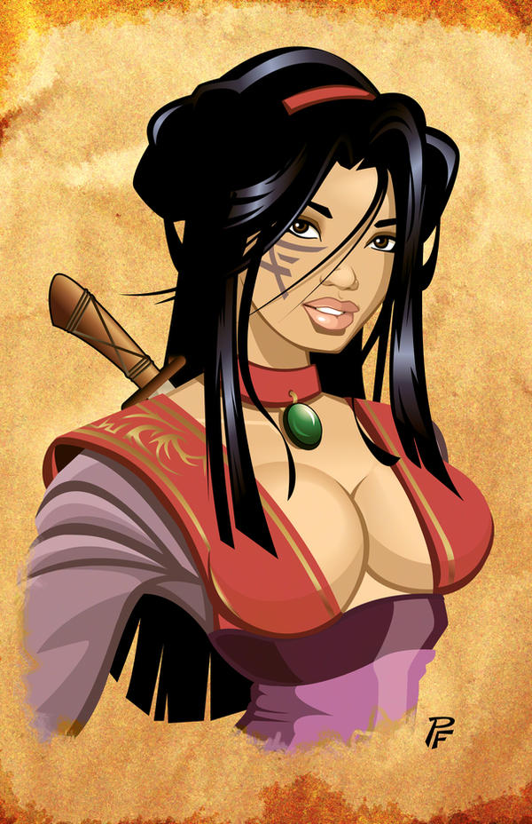Asian Warrior Bust Print by PatrickFinch