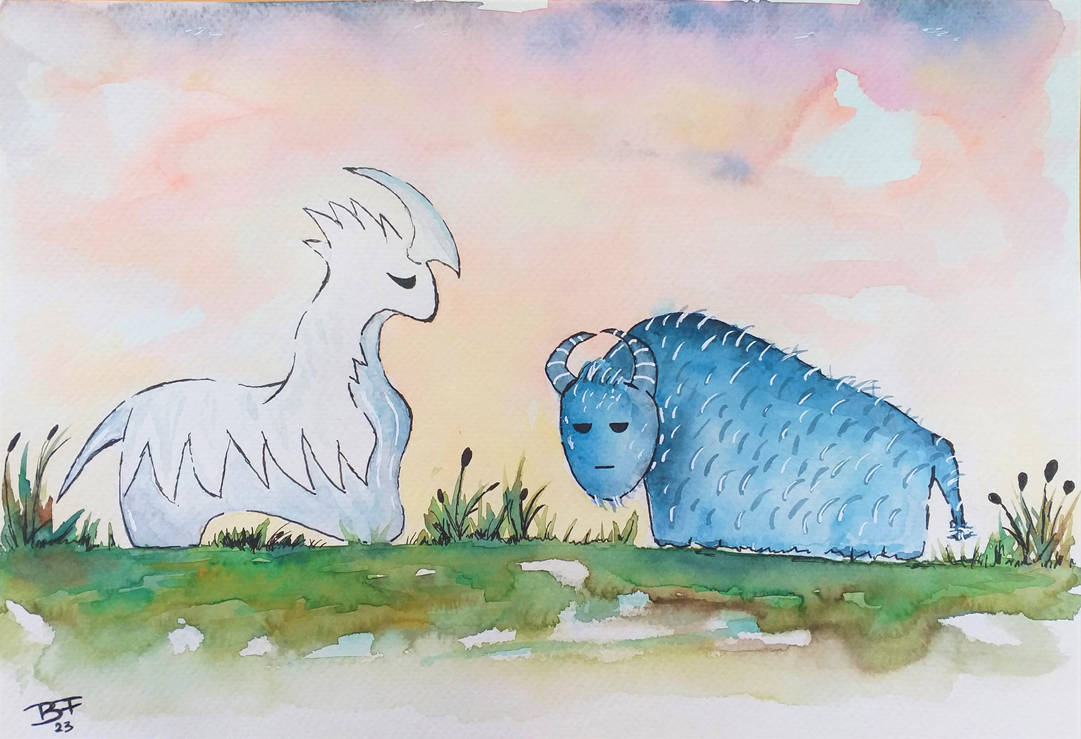 RimWorld fanart - Thrumbo and Muffalo by Bubble1712 on DeviantArt