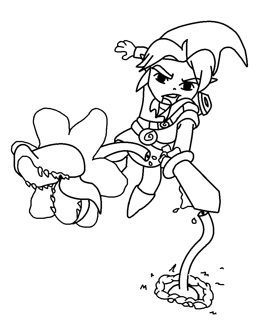 Link Vs Flower Baba ( Line art )