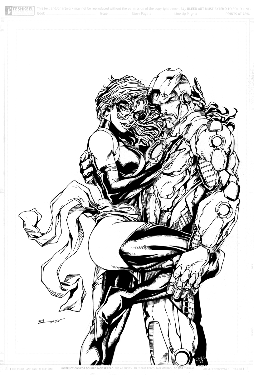 Ink of AvalonFilth's Ms Marvel/Iron Man pencil