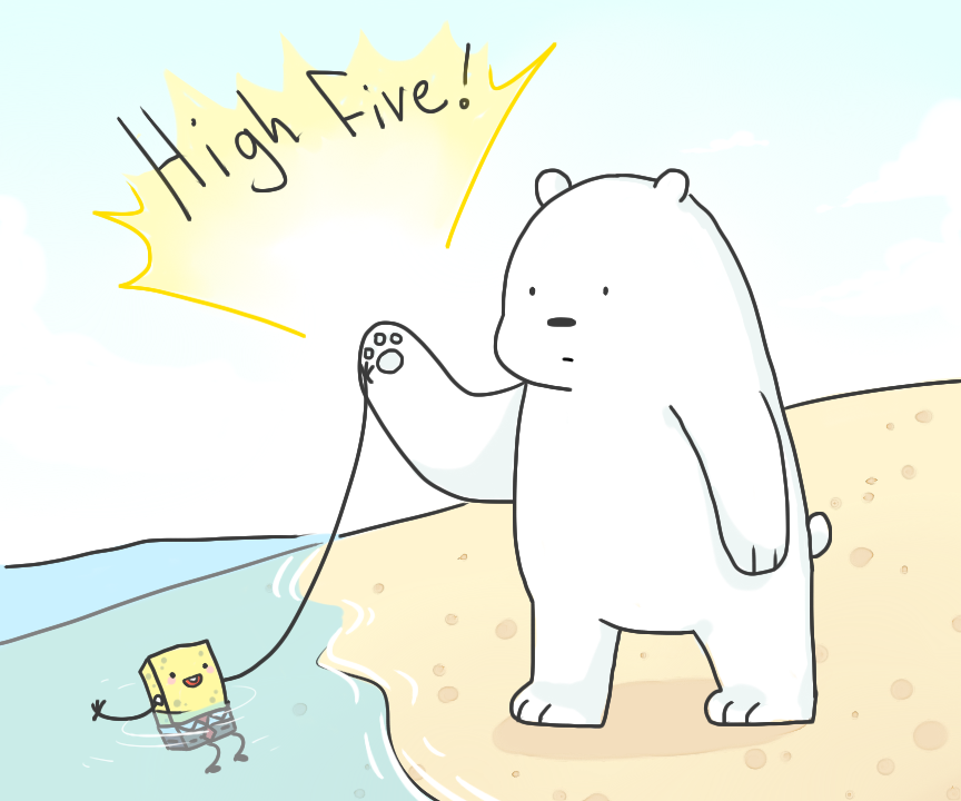 Ice bear high fives sponge