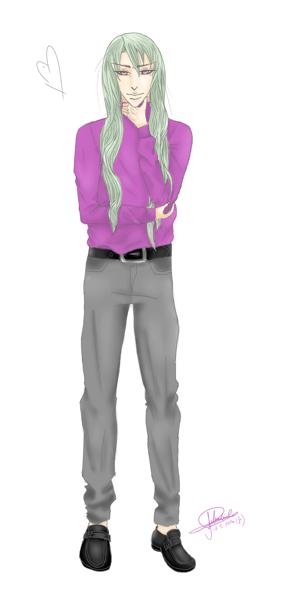 Green Hair Guy By Pikiwii On Deviantart