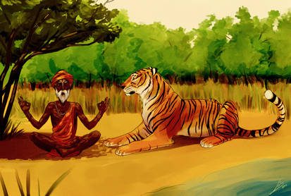 The Sadhu and the tiger