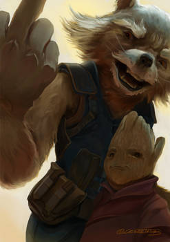 Rocket and baby groot