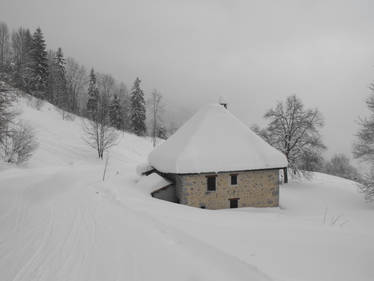 Snowy house