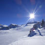Sun in winterscape of Vercors Massif