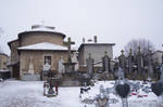 Darkscenery of snowy cemetery and old church by A1Z2E3R