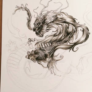Dragon pen art 02 WIP