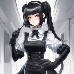 Android Maid With Control Collar And Black Hairs