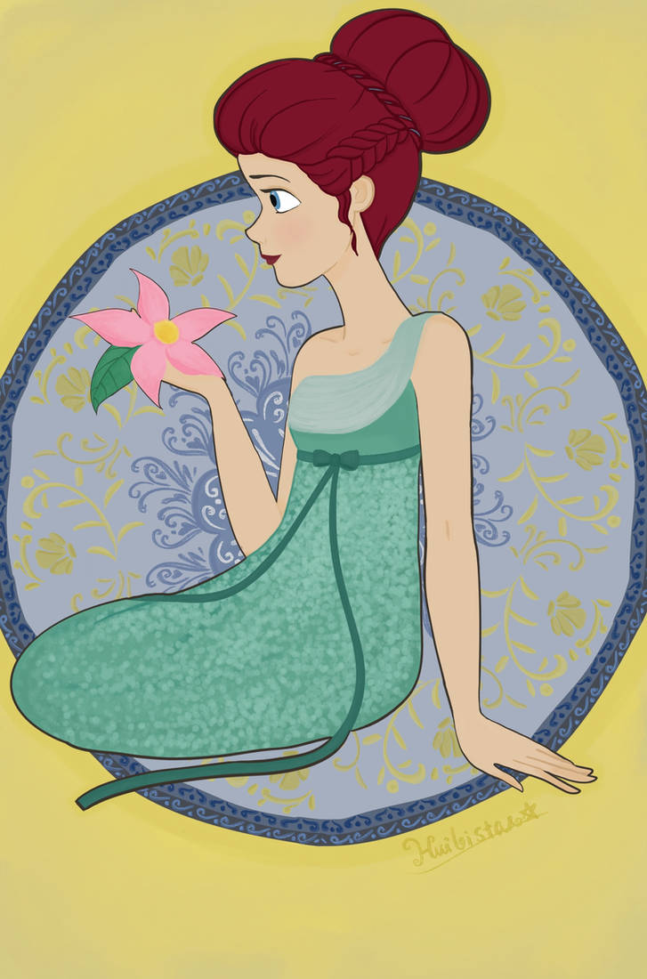 Princess Ariel with pink flower by Huibistar on DeviantArt