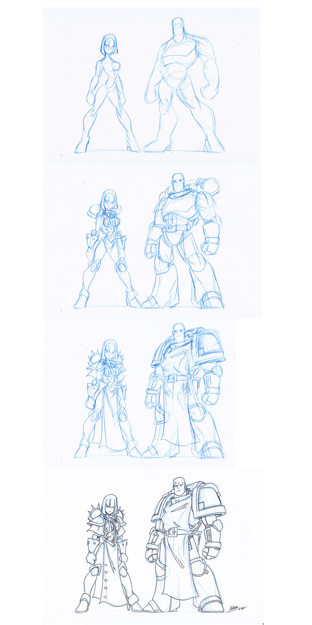 Space Marine and Sister drawing process by NachoMon on DeviantArt