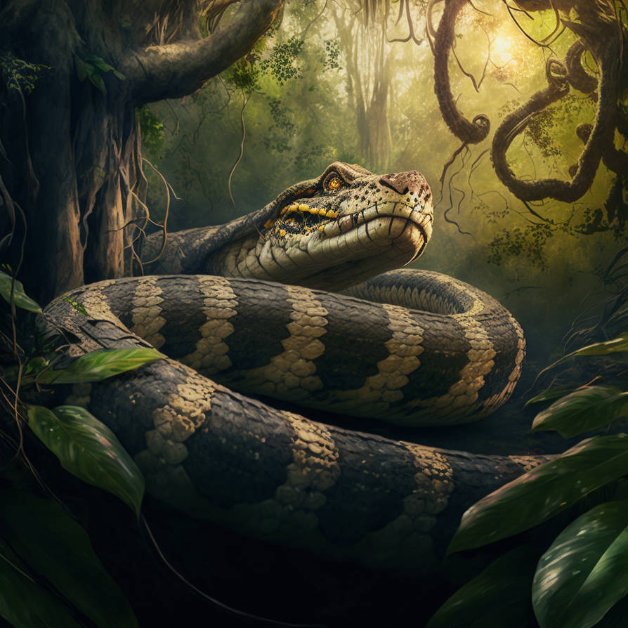 Giant python in the forest by PicSoAI on DeviantArt