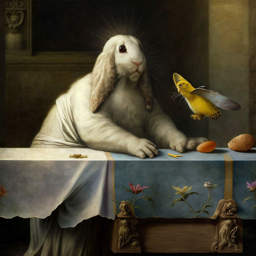 A white rabbit turned into Jesus by PicSoAI on DeviantArt