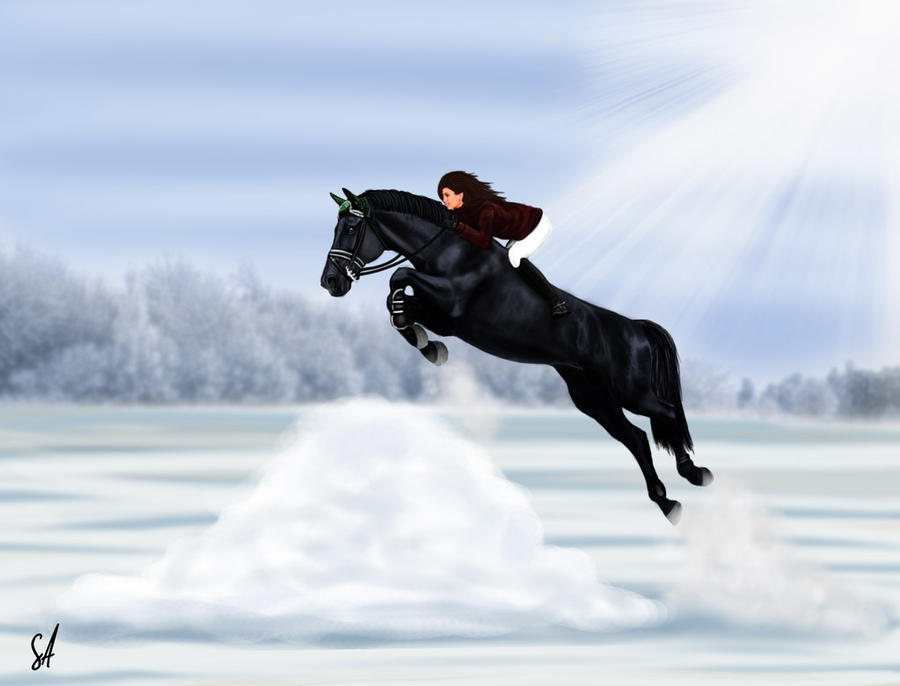 Jumping Bareback in the snow