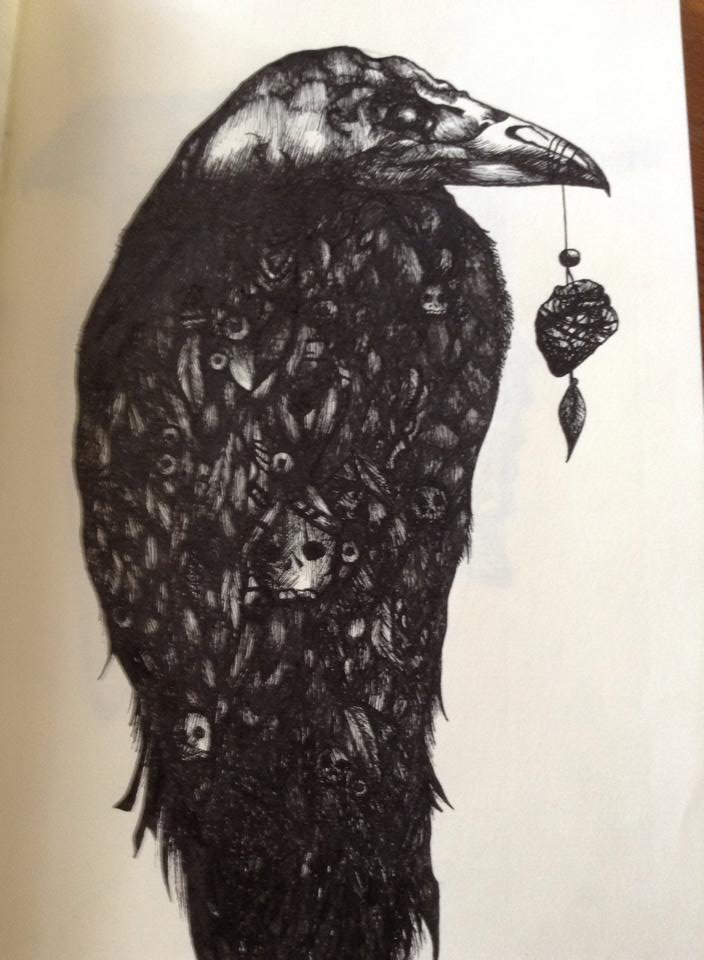 Crow and skulls