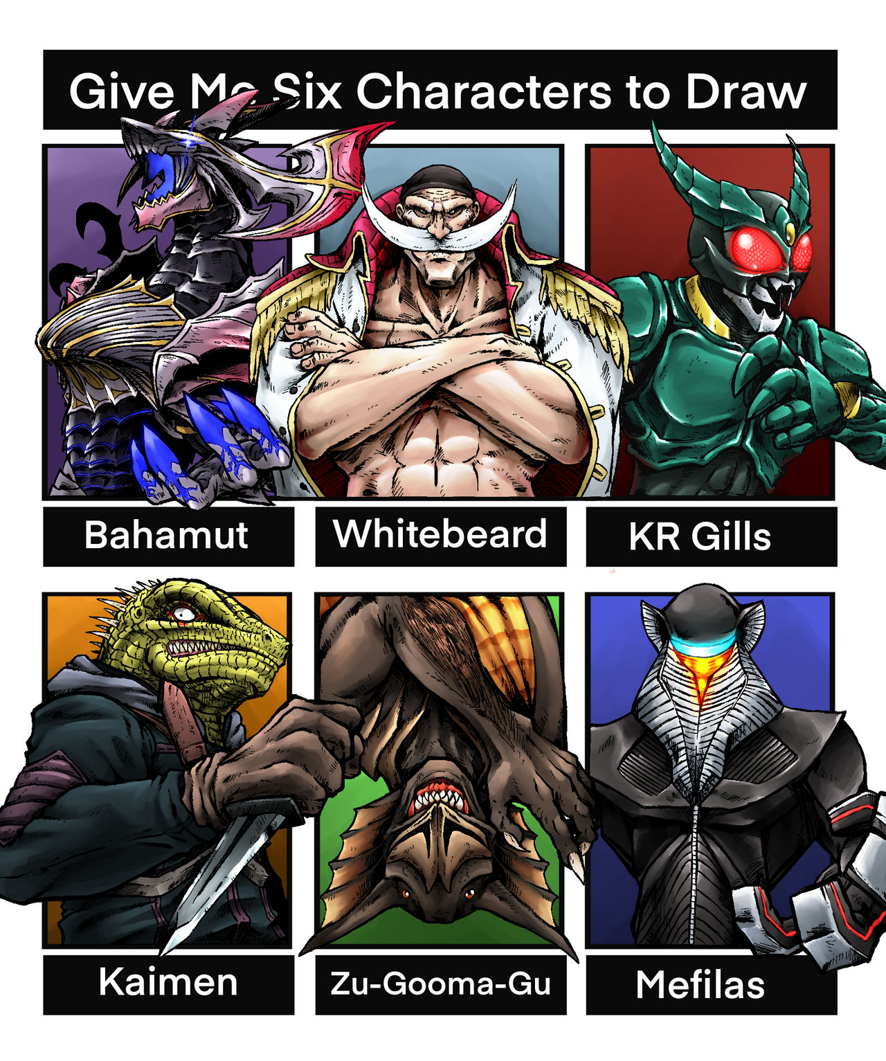Draw Six Characters by EVARTWORK on DeviantArt