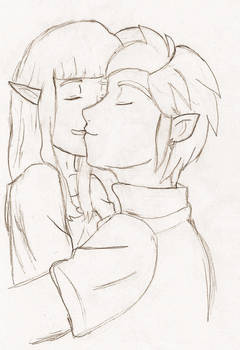 Link and Zelda Skyward Sword Kiss