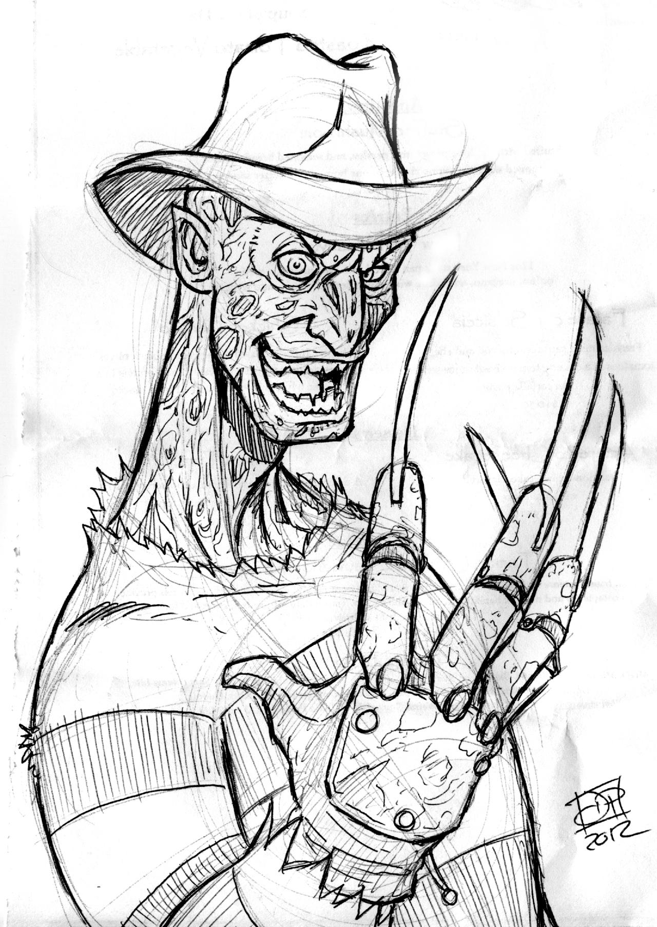Creative Freddy Kruger Sketches Drawings for Girl.