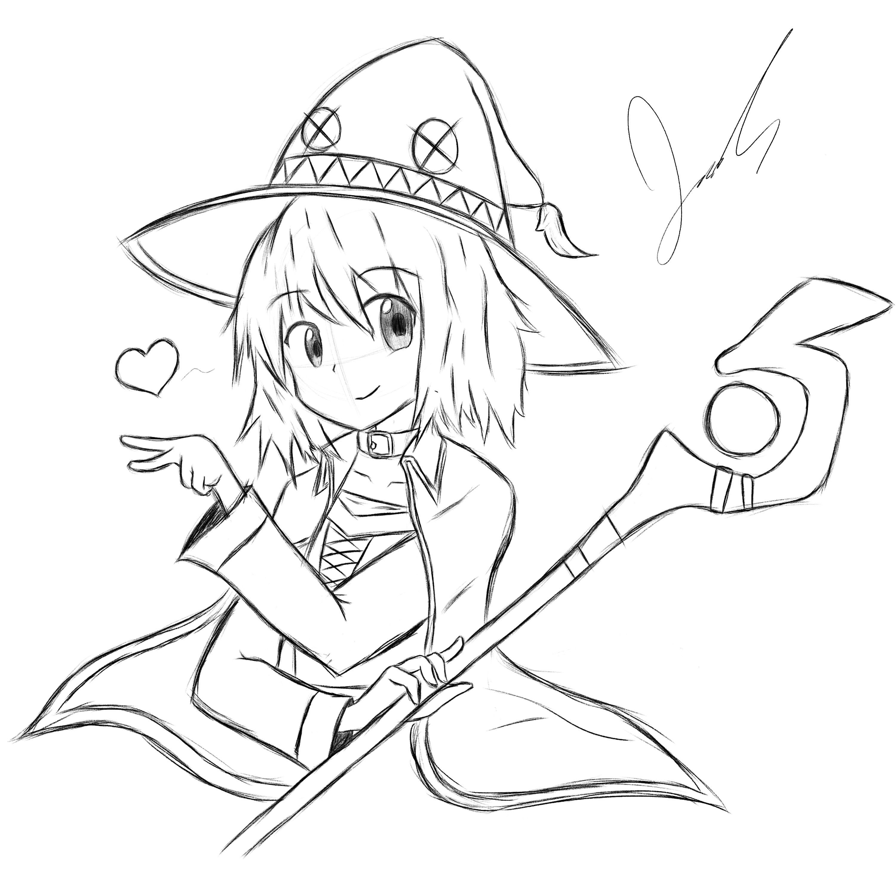 Megumin Draw Sketch of Megumin from KonoSuba by SketchWorksToo on DeviantArt