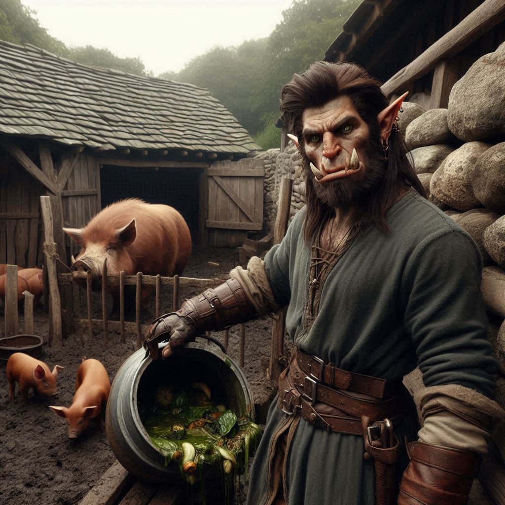 Male Half-Orc Swineherd by FoxPesdassi on DeviantArt