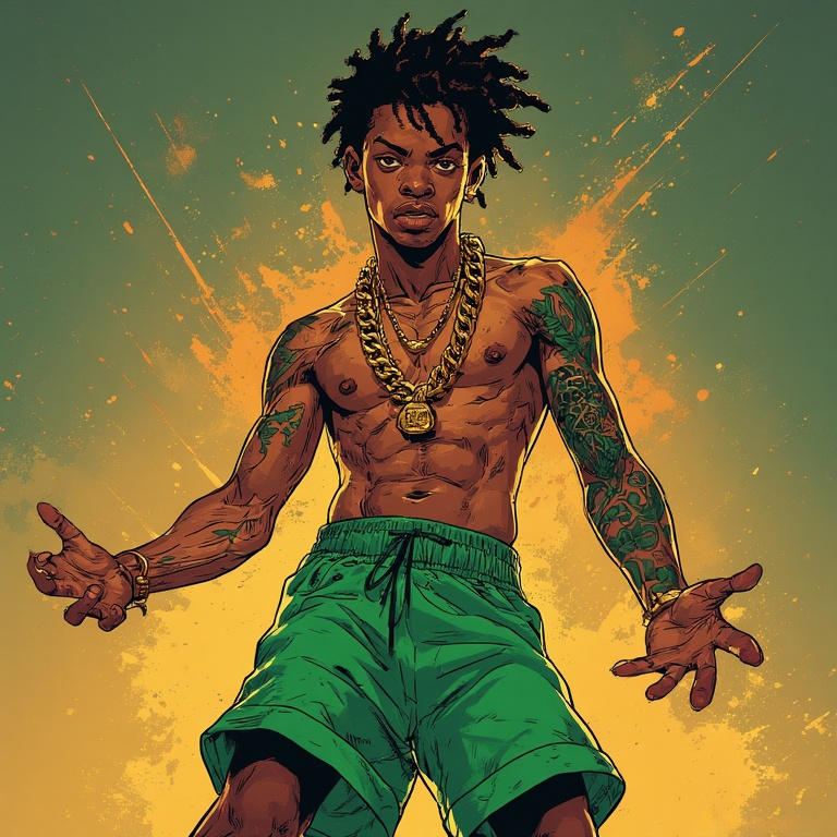 Black Green Rapper Green Shorts Rapper 5 by ajforalways on DeviantArt