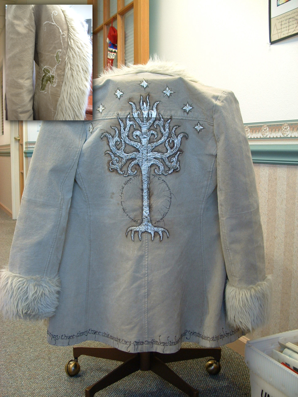 Embroidered White Tree Jacket