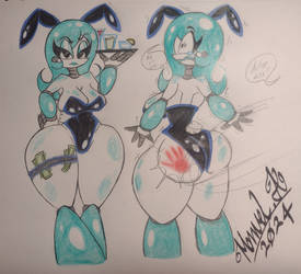 Adult Jenny XJ9 with a bunny suit