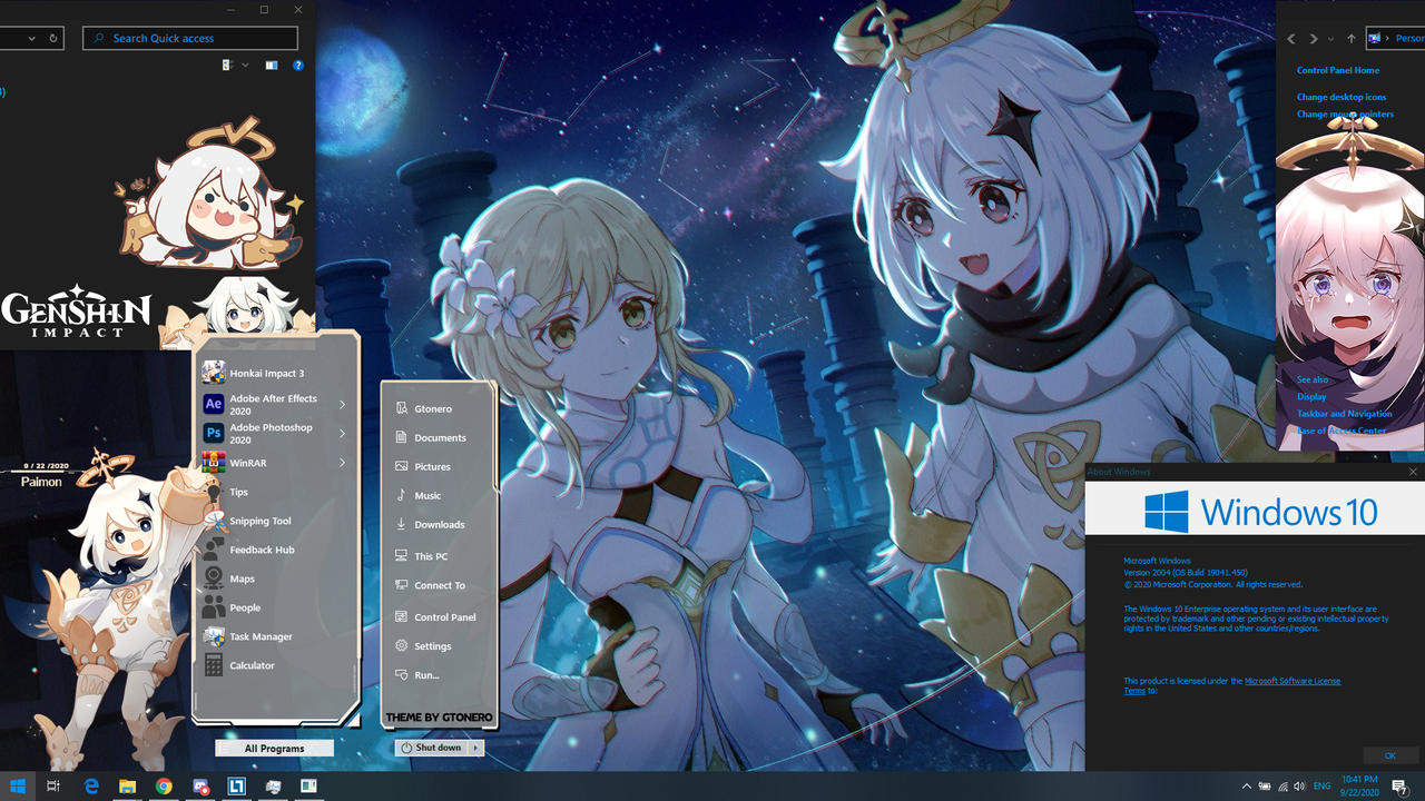 Genshin Impact - Paimon Custom theme Windows 10 by Gtonero on DeviantArt