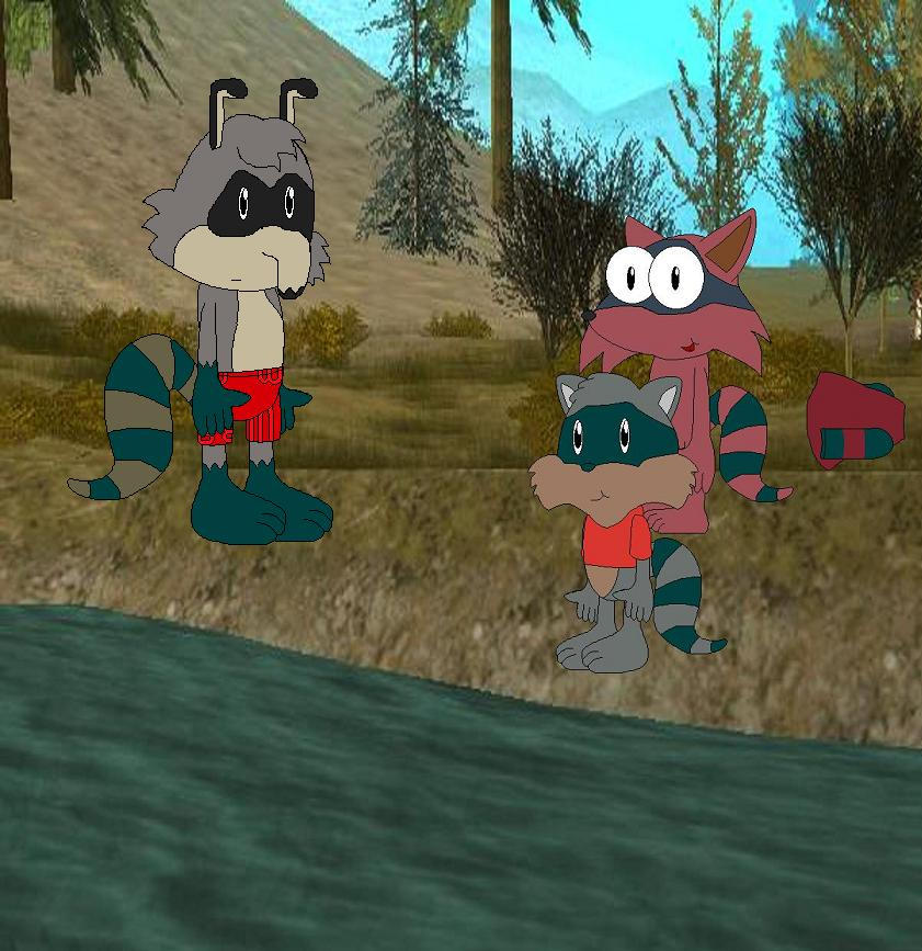 Kid Crew Racoon Raccoon kids swimming by YRT9401 on DeviantArt