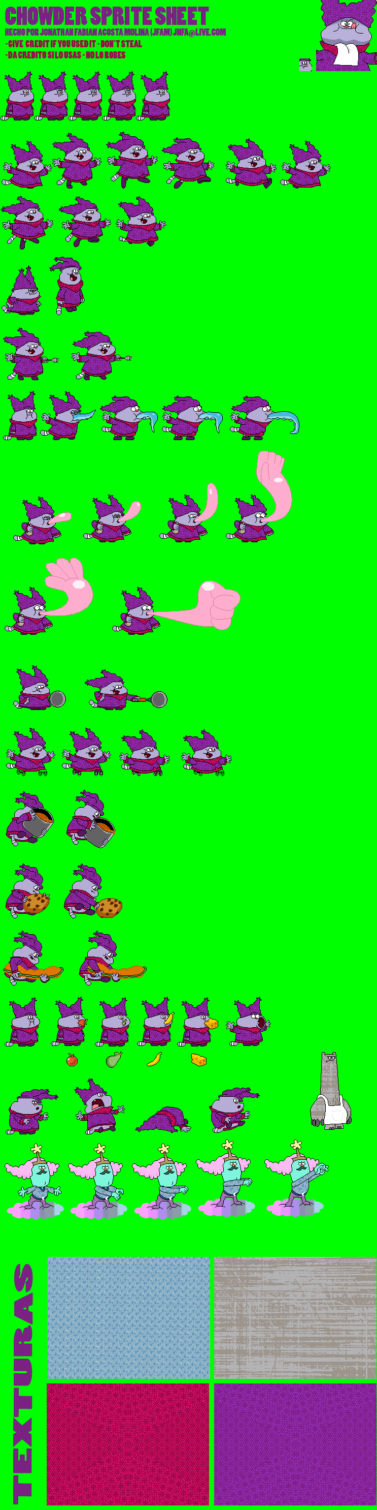 Chowder Character Texture CHOWDER SPRITE SHEET by JNTHAN on DeviantArt