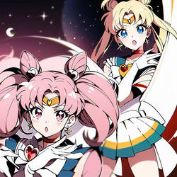 Super Sailor Moon and Super Sailor Chibi-Moon