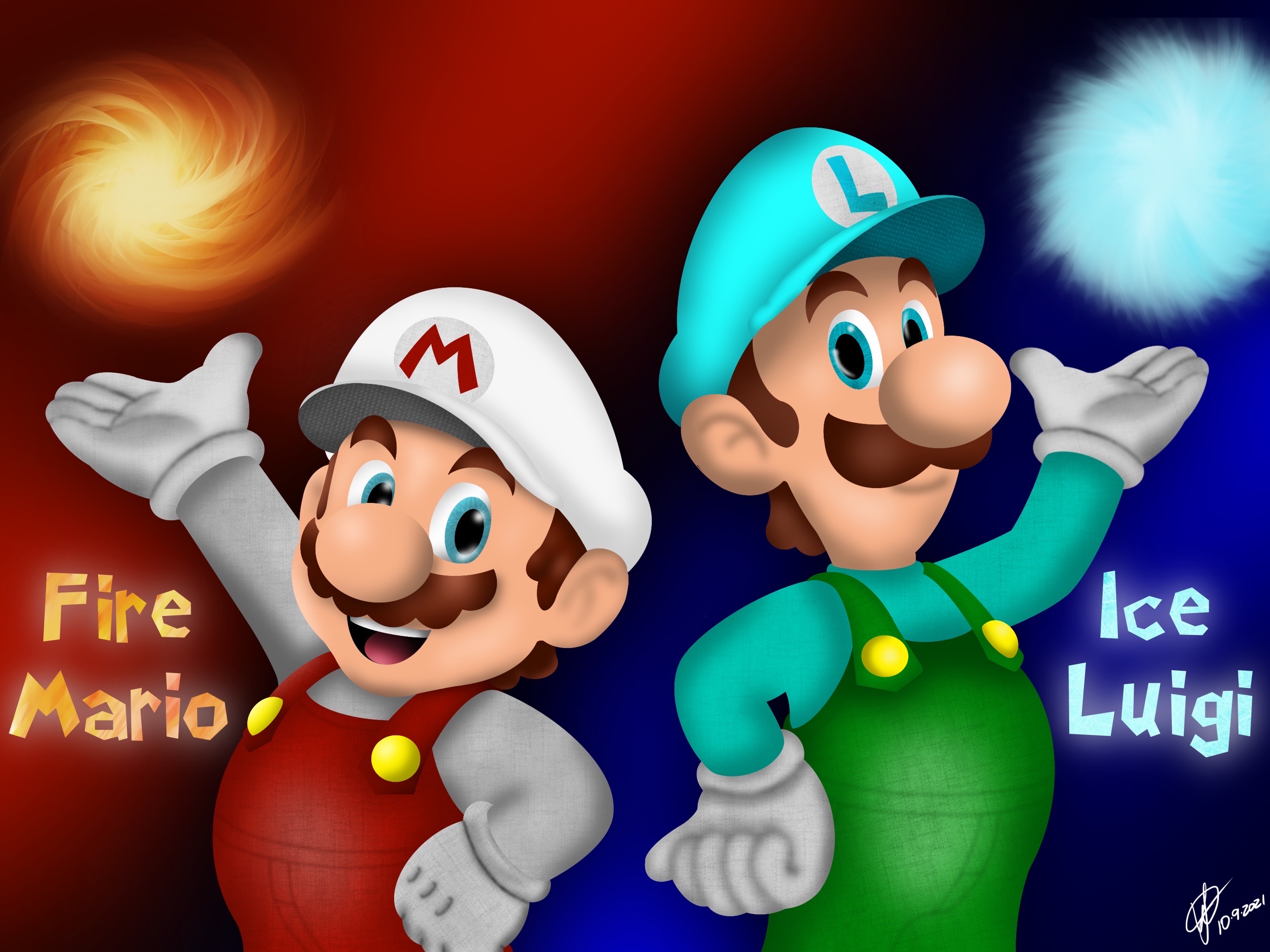 Fire Mario And Ice Mario